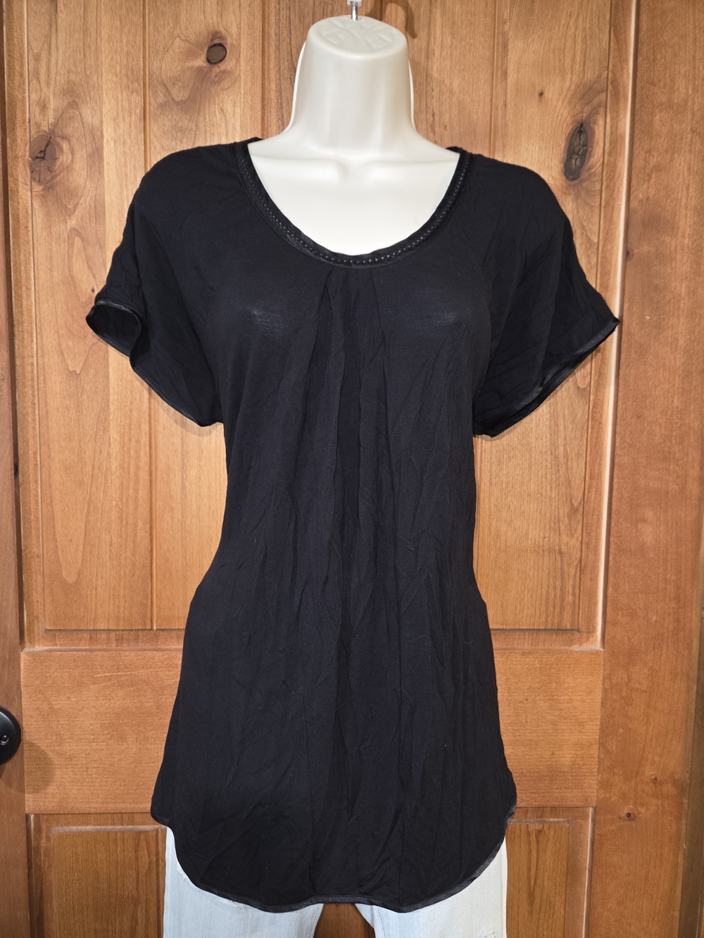 Midnight by Carole Hochman Black Short Sleeve Scoop Neck‎ Tee
